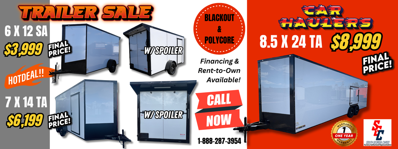 6x12sa, 7x14ta, 6 x 12, 7 x 14, enclosed cargo trailers for sale, renown cargo trailers banner