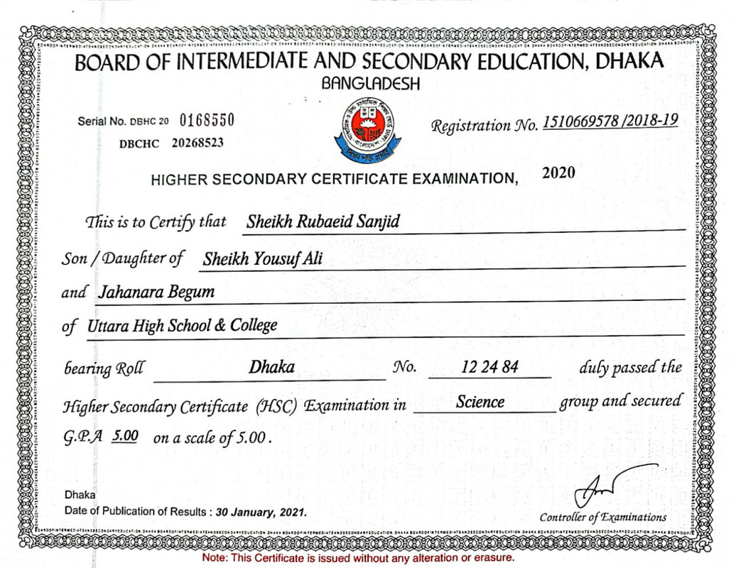 Higher Secondary Certificate (HSC)
