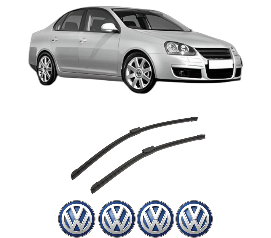 Set stergatoare auto Volkswagen JETTA III (1K2) din 2004-2010, pentru parbriz auto, 2 bucati, Bosch Aerotwin, din cauciuc siliconat rezistent, 4 Stickere Auto Volkswagen
