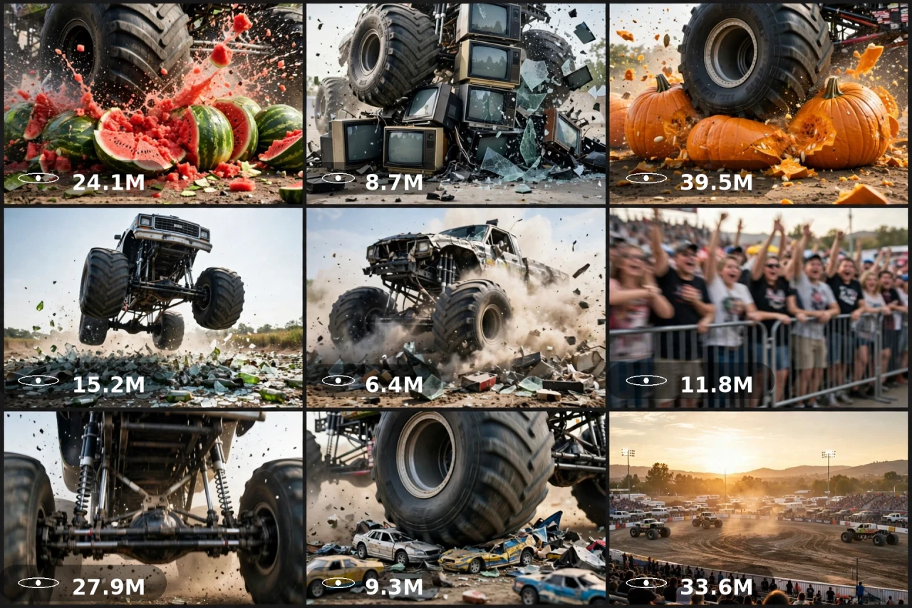 Monster Truck Crush Master Prompt V2 — Satisfying Destruction Videos
