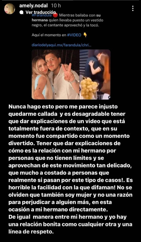 Hermana de Christian Nodal se pronuncia tras polémico video del cantante