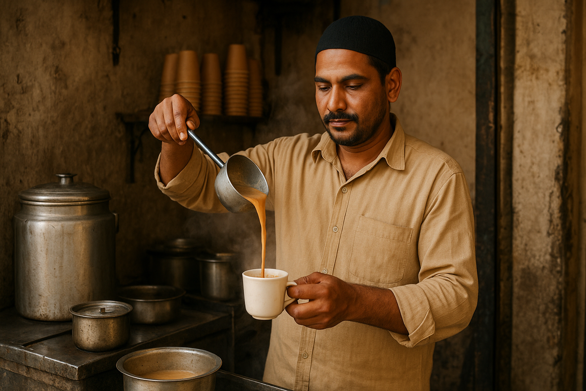 Amit Sanver Chaiwala serving tea