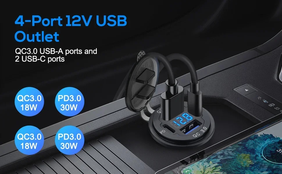 4-Port 12V USB Outlet Feature Overview