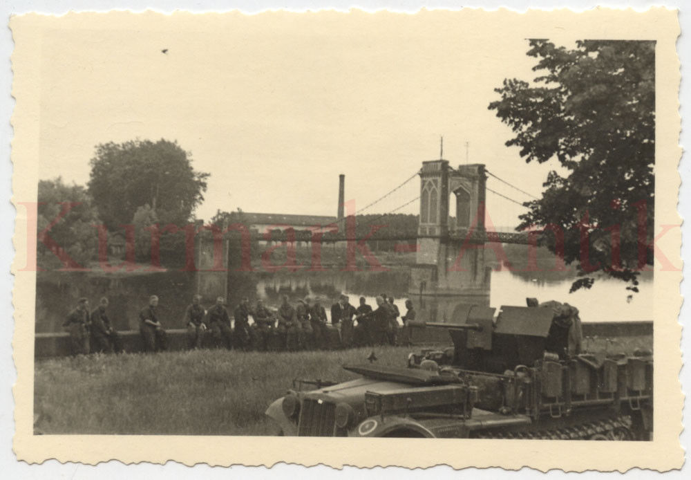 Foto Wehrmacht Frankreich Saone Front Brücke Panzer Halbkette De