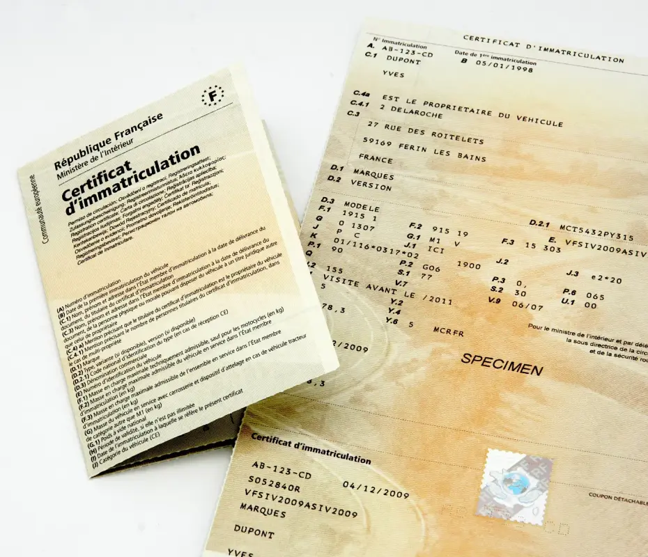 Carte grise véhicule