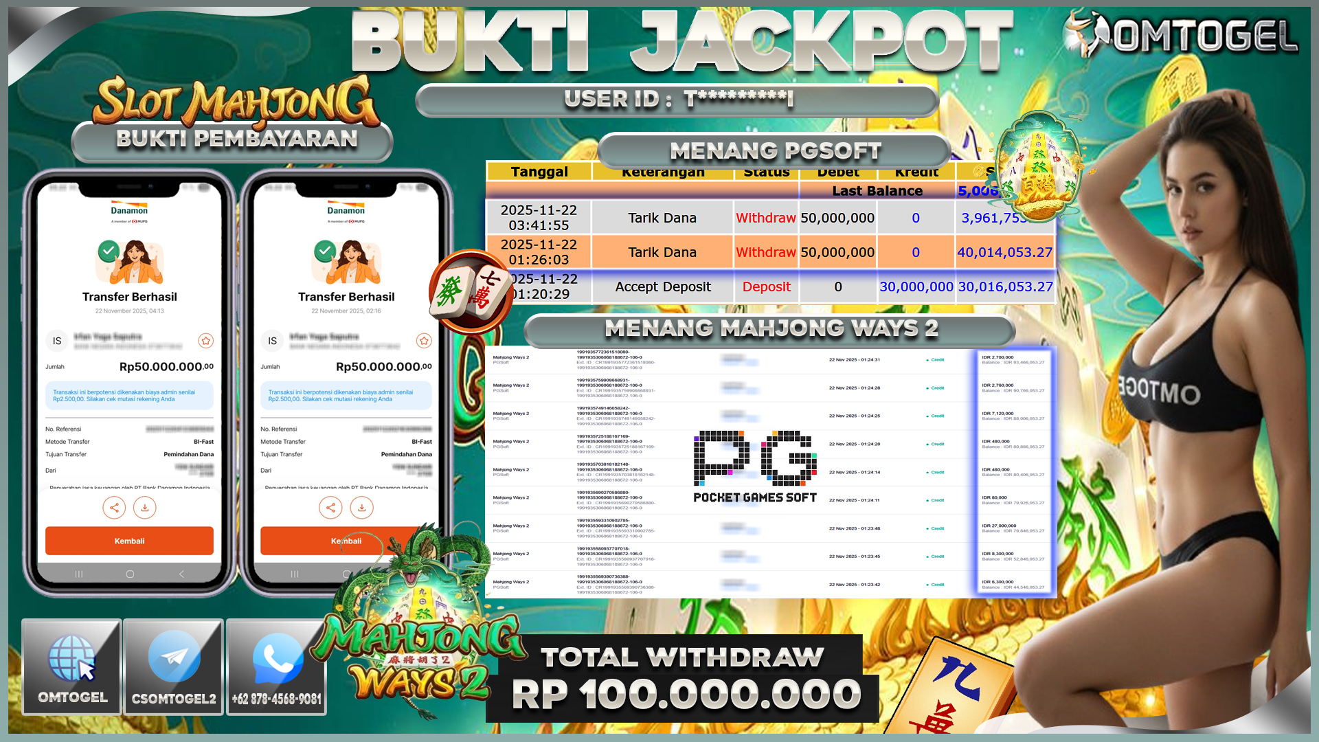 OMTOGEL JACKPOT PGSOFT MAHJONG WAYS 2 ,100 JUTA DI BAYAR LUNAS ,-