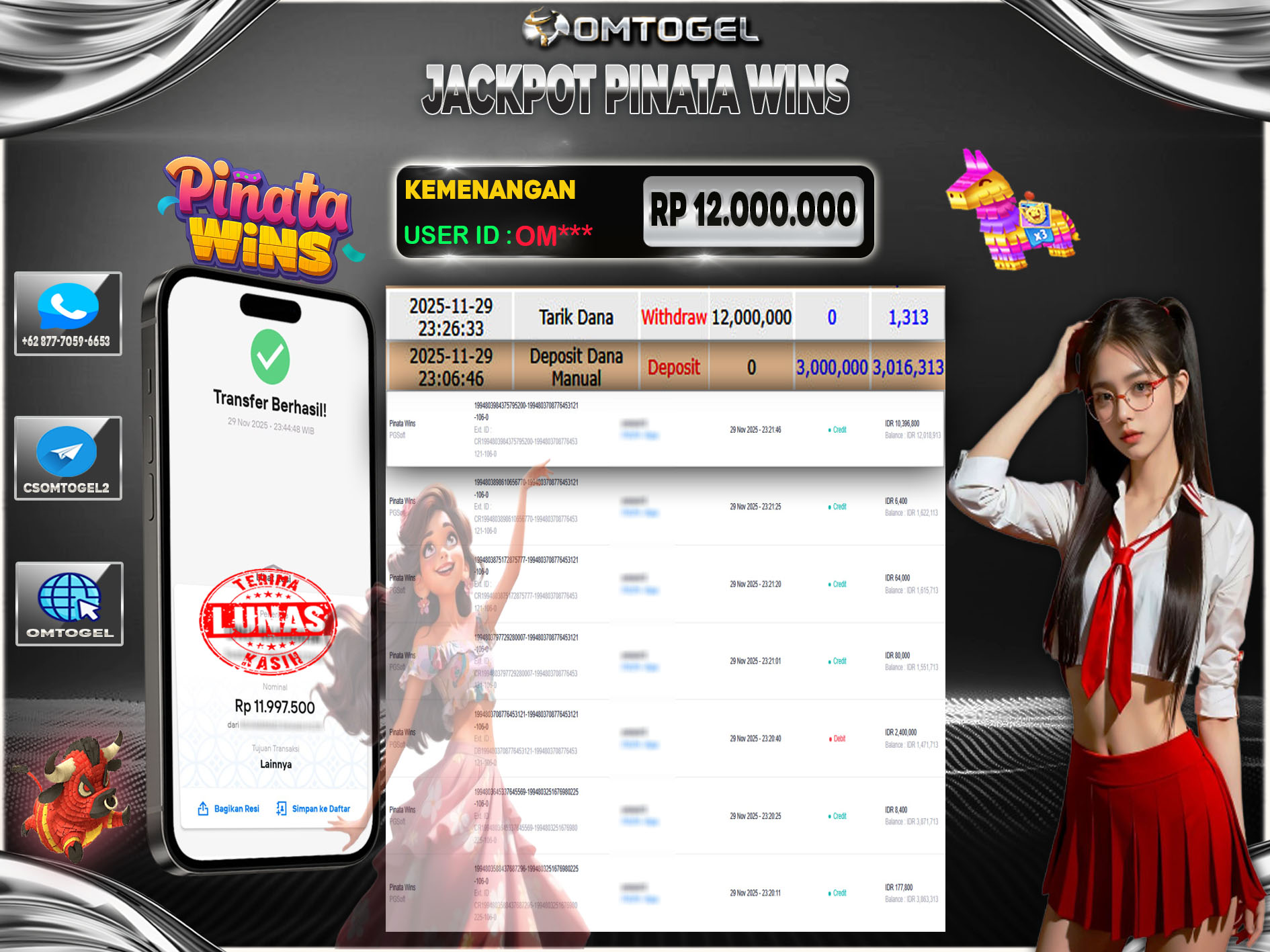 OMTOGEL JACKPOT PGSOFT PINATA WINS,12 JUTA DI BAYAR LUNAS ,-
