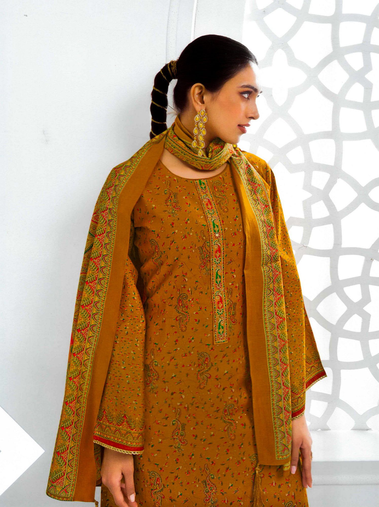 Ladyline Modal Silk Printed Embroidered Salwar Kameez Indian Bollywood Pakistani - Picture 6 of 25