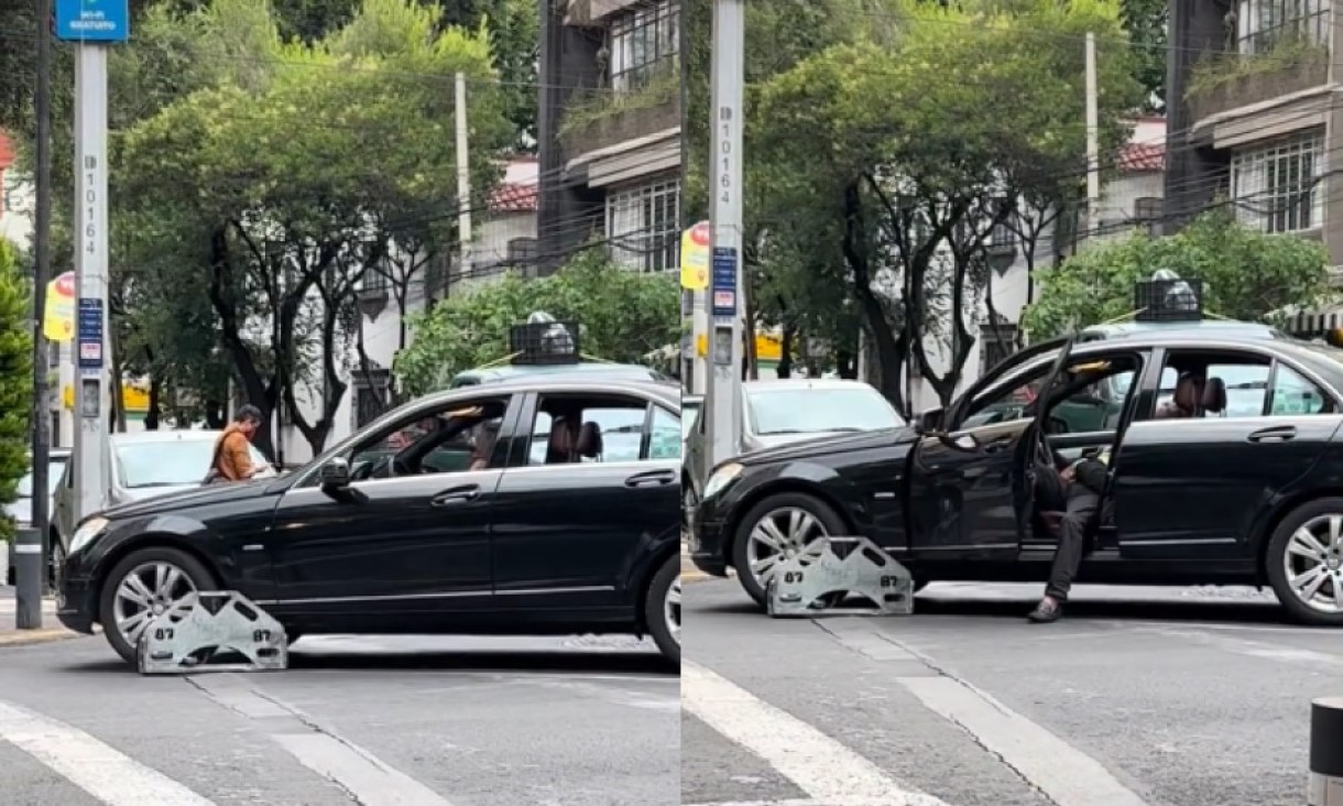 Ebrio conductor arranca su auto con todo y araña sin darse cuenta
