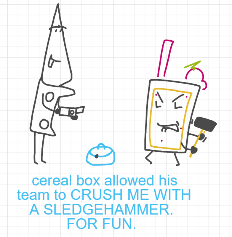 A panel from A Murder On The, episode six of the Board Boards object show by Furretwalk/WalkingFurret.
