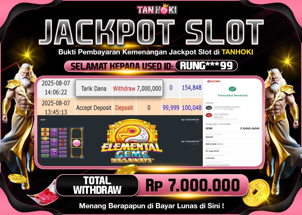 TANHOKI JACKPOT SLOT ELEMENTAL GEMS MEGAWAYS  Rp.7.000.000,- LUNAS