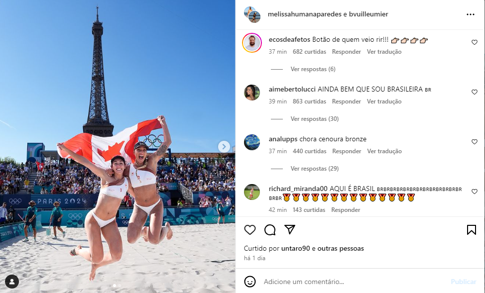 Comentários de brasileiros em publicação de Brandie Wilkerson | Reprodução/Instagram