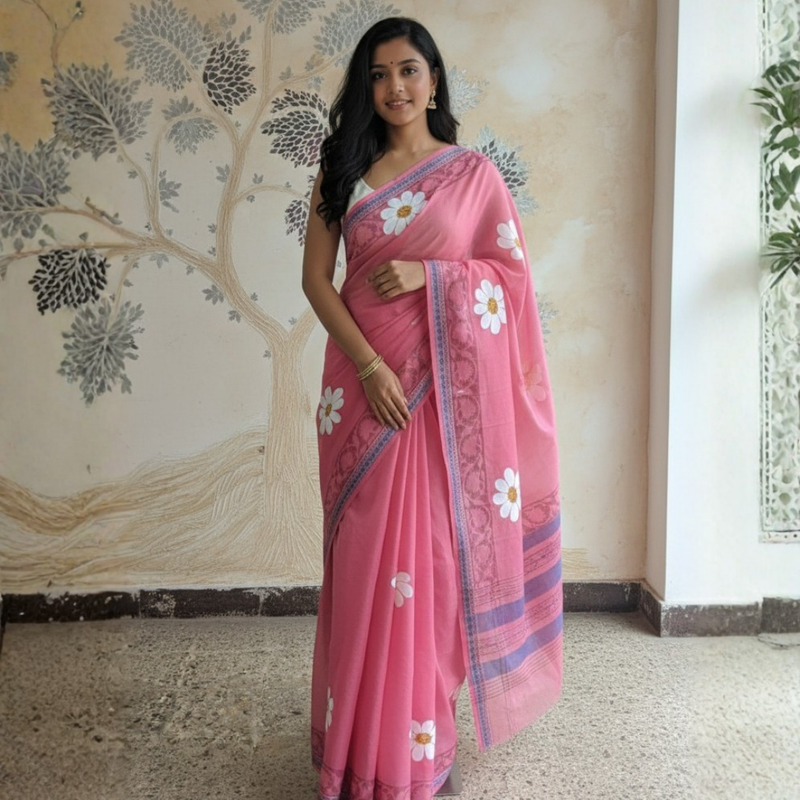 Handblock Printed Cotton Saree | Traditional Craft with Contemporary Elegance Design 1