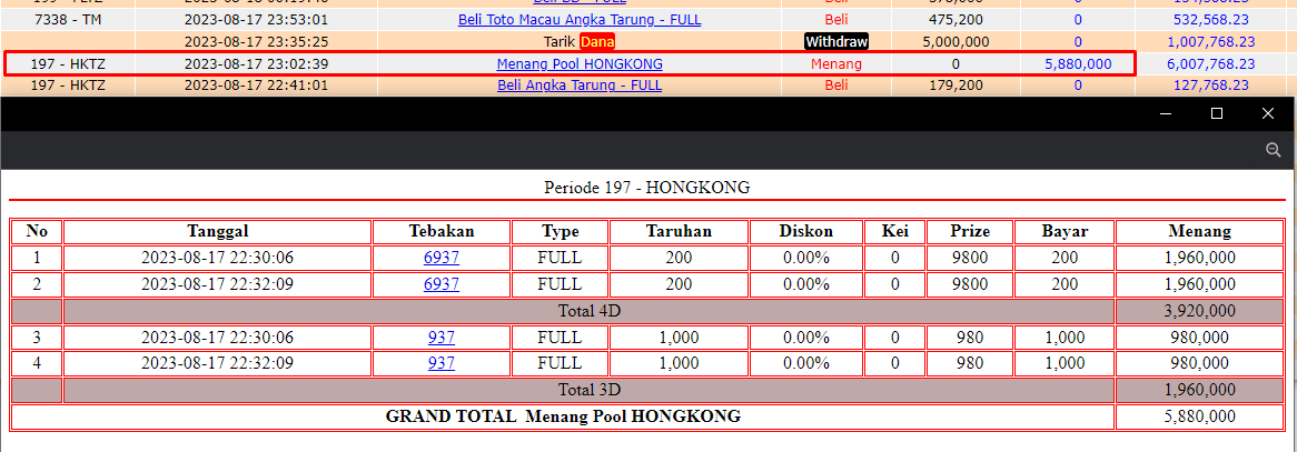 Bukti JP togel hari ini