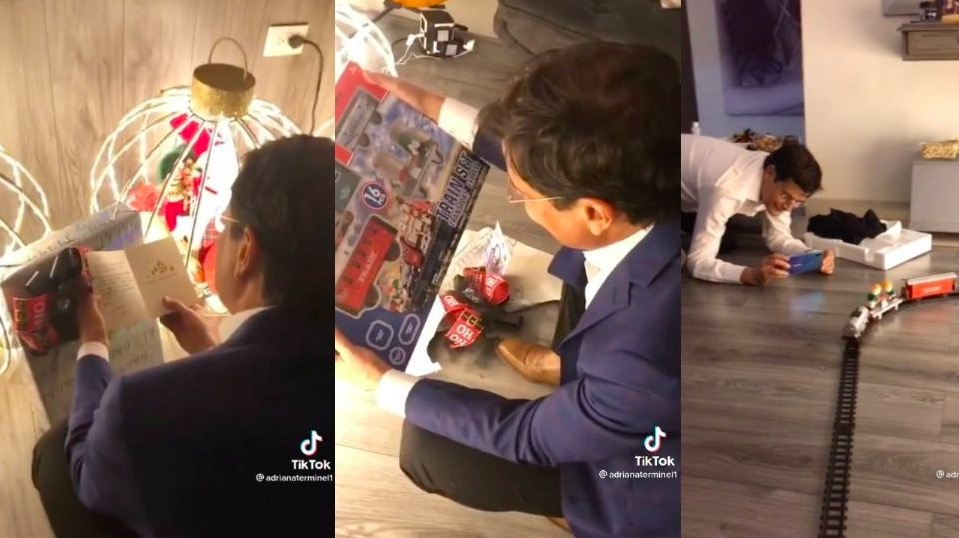Hombre recibe regalo de navidad que nunca tuvo de niño y su reacción se viraliza