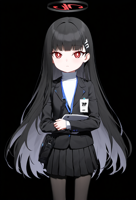 1 girl, healthyman, rio (blue archive), aged down, {little child}, black backgro s-3719177195