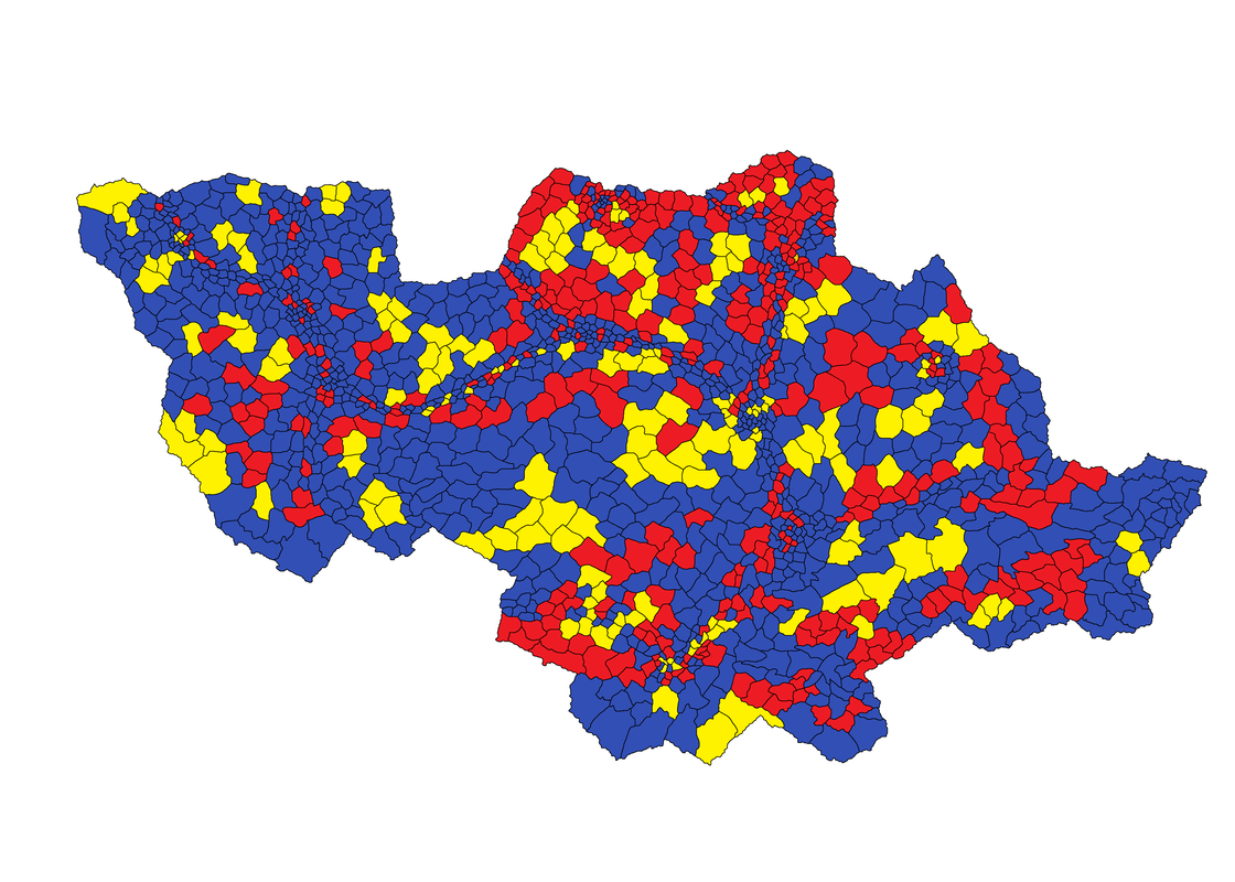 Carte des orientation politique obtenu par grandes municipalité pour les élections de 2013