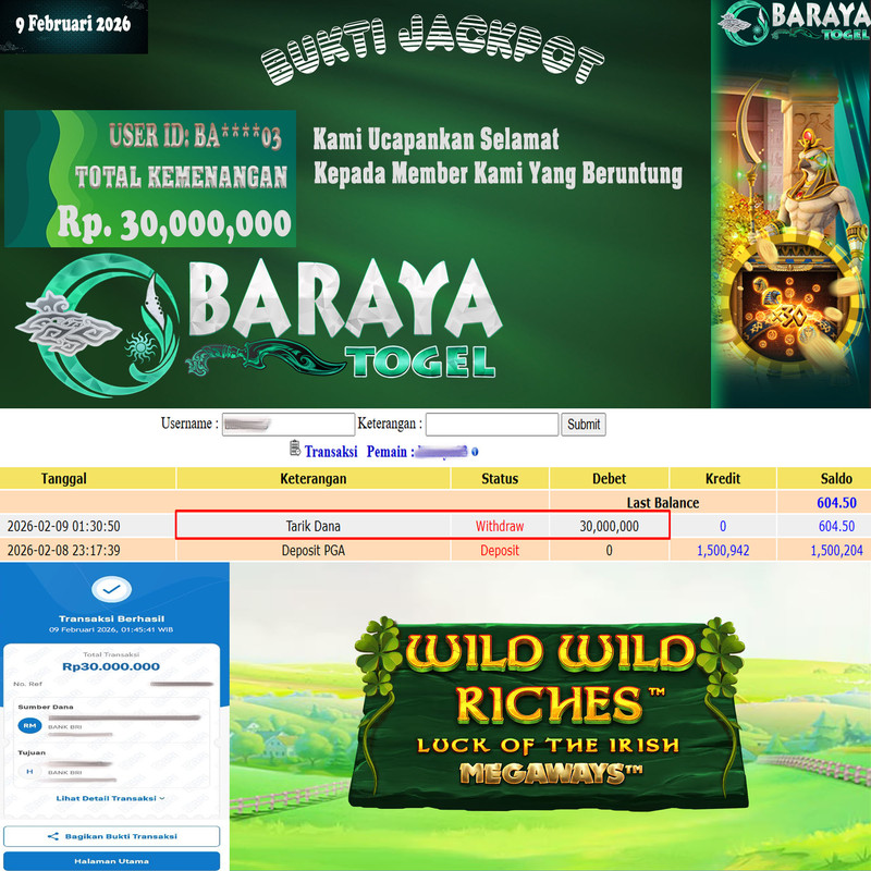 Rp. 30.000.000.- WD LUNAS DI BARAYATOGEL