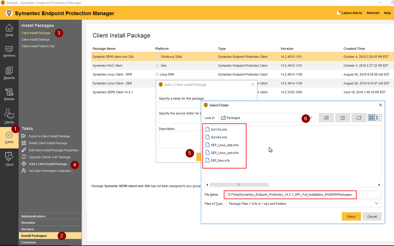 symantec endpoint manager 14 change backup location