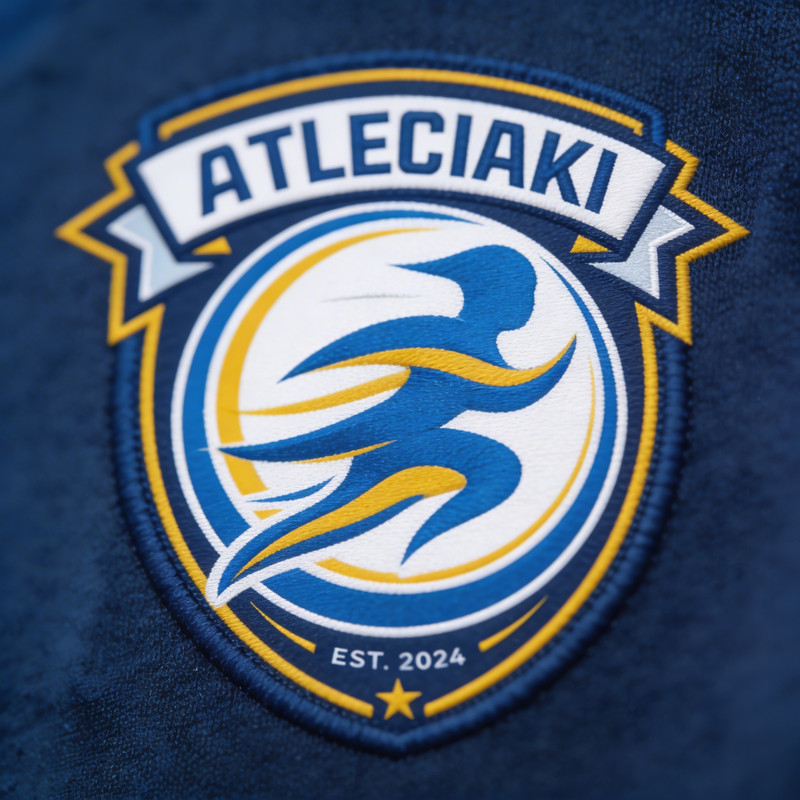 Realizacja logo na odzieży — haftowany herb ATLECIAKI z portfolio Skubi Art