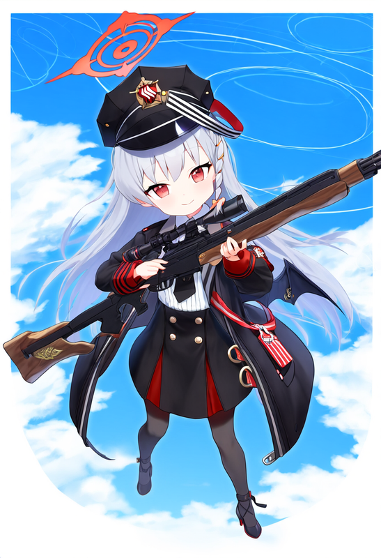 1 girl, healthyman, haruna (blue archive), aged down, {little child}, smile, red s-2547250809