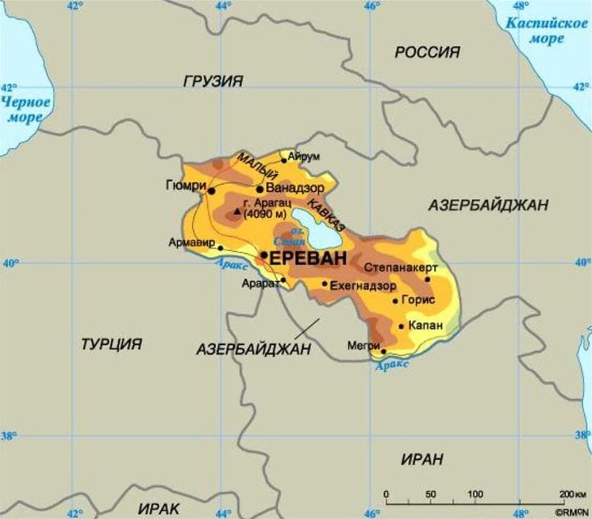 Армения на карте Армения на карте