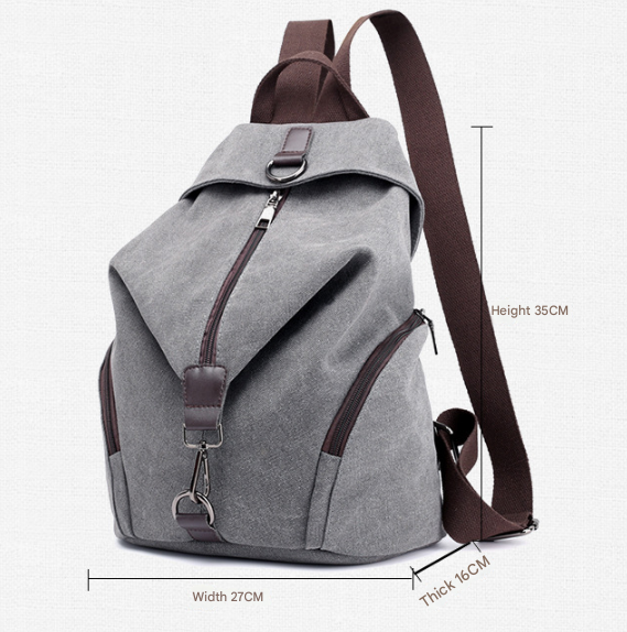 Light Blue Women's Vintage Canvas Backpack Casual Daypack Retro College School Bag Large Capacity Rucksack for Travel Work & Daily Use