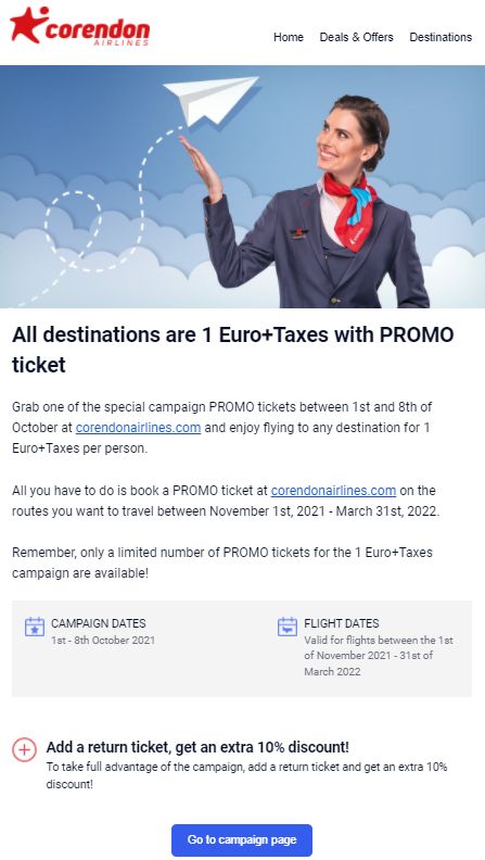 CORENDON-All destinations are 1 EUR +Taxes with PROMO ticket - forum  Fly4free
