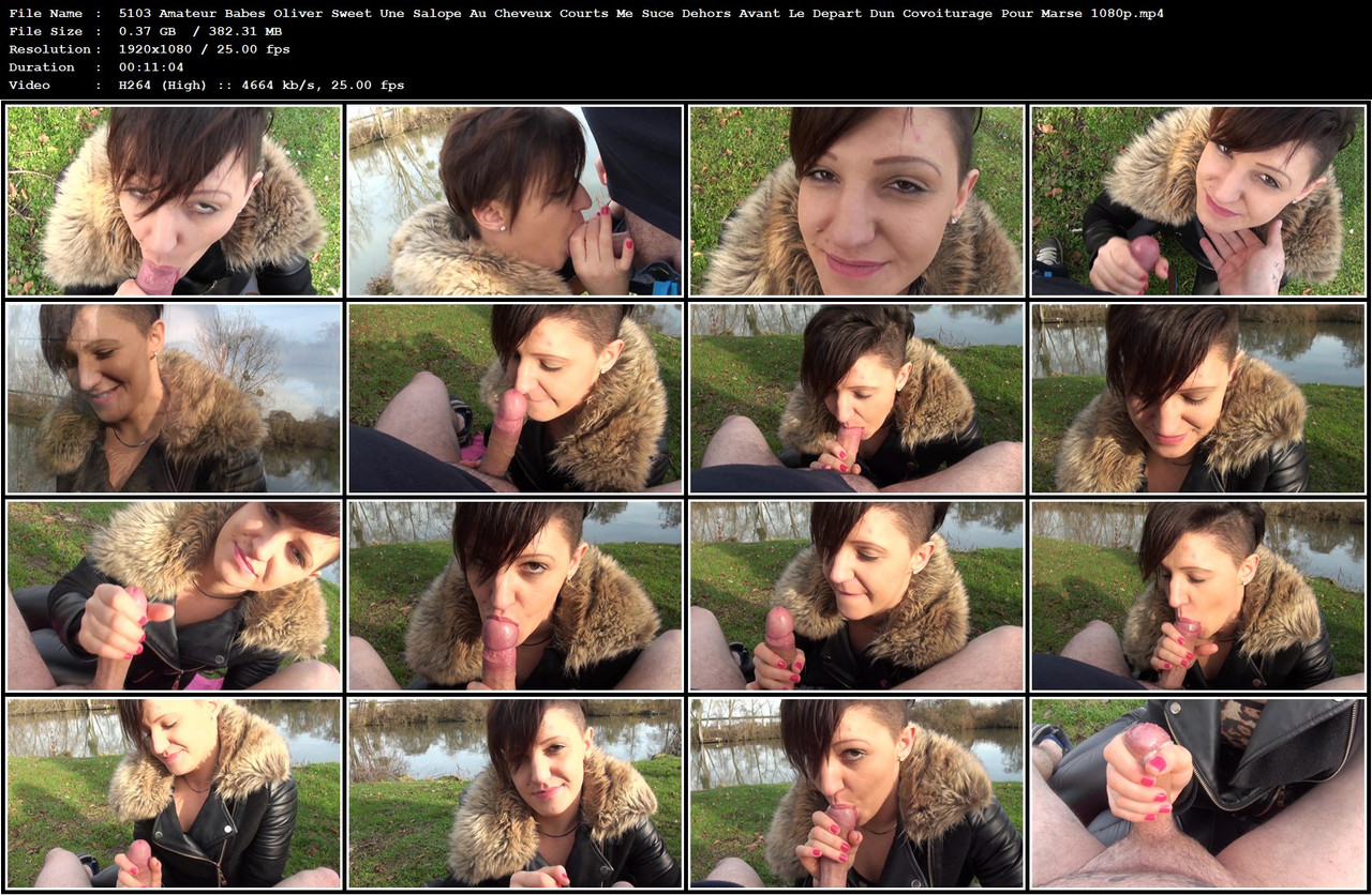 5103 Amateur Babes Oliver Sweet Une Salope Au Cheveux Courts Me Suce Dehors Avant Le Depart Dun Covo