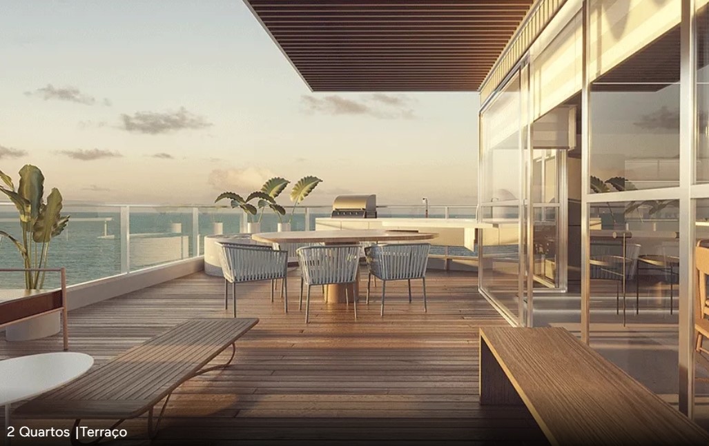 Terraço de apartamento de 2 quartos do Lucsin Residence com espaço para convivência