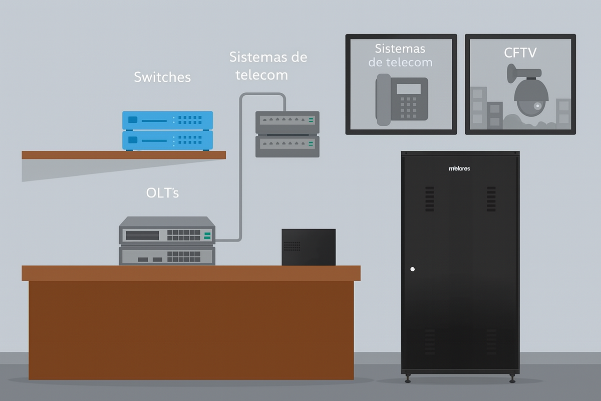 Detalhe do sistema de ventilação do Rack de Piso Intelbras