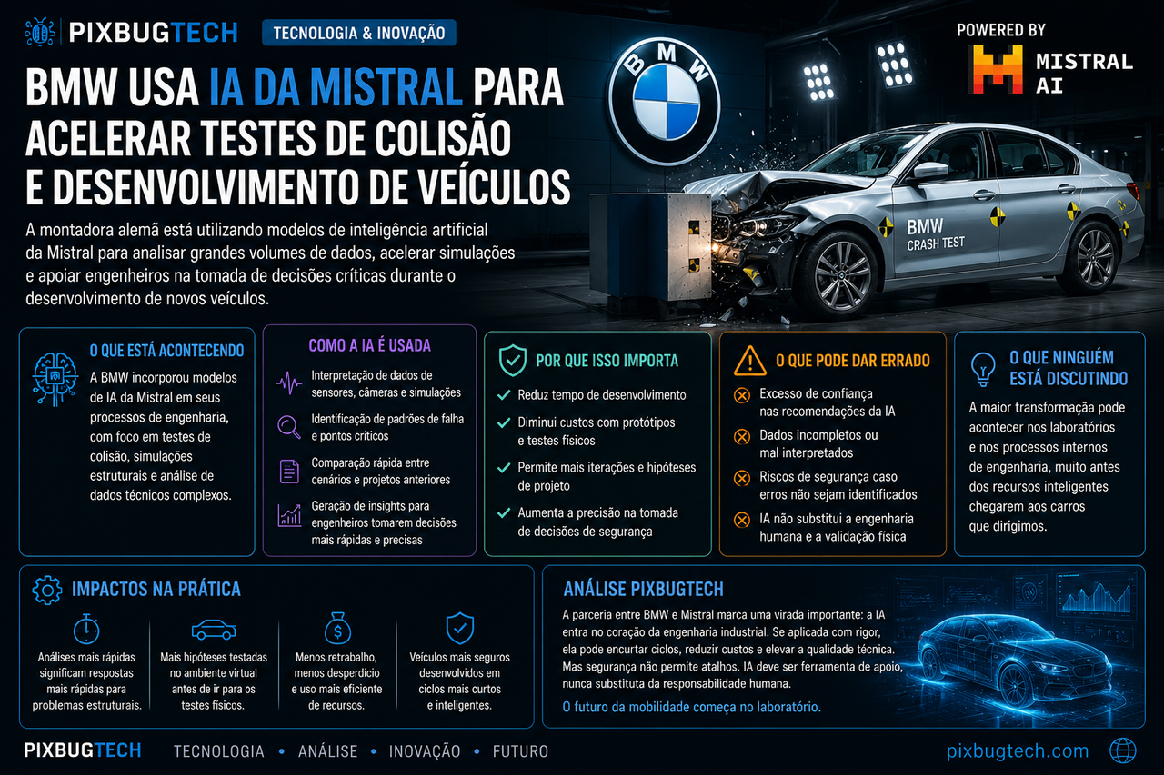 🚗 BMW usa IA da Mistral para acelerar testes de colisão e desenvolvimento de veículos