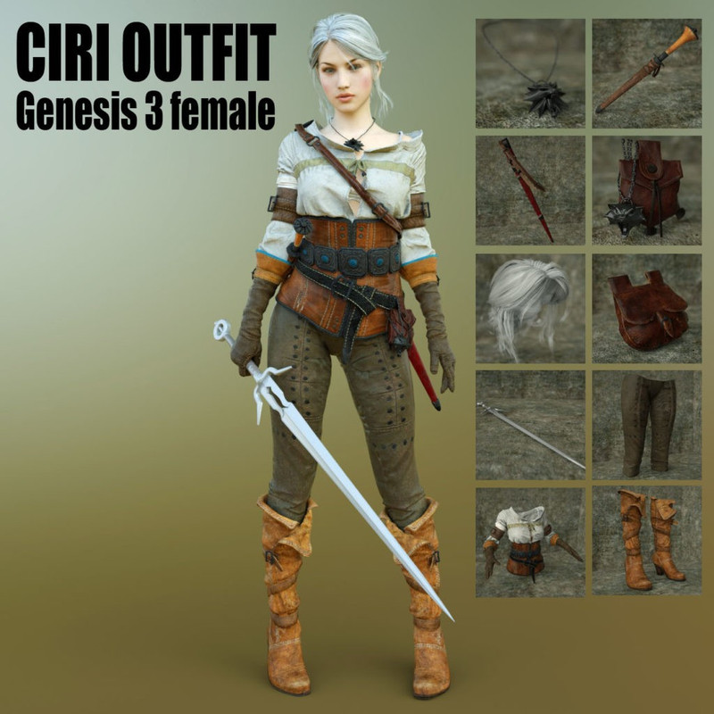 Ciri Outfitfor Genesis3 Female 1024x1024 1