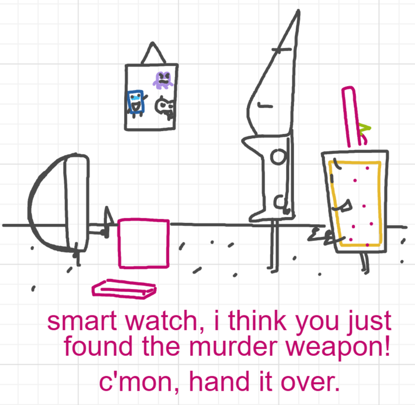 A panel from A Murder On The, episode six of the Board Boards object show by Furretwalk/WalkingFurret.
