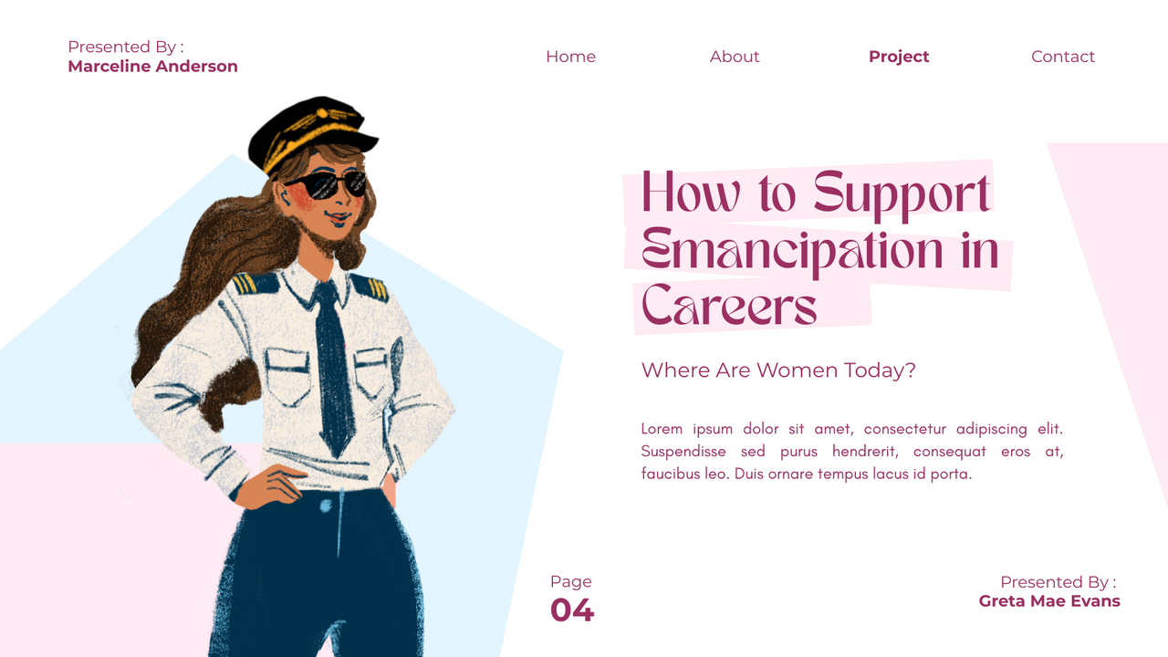 Pink and Blue Handdrawn Women in Every Profession Presentation