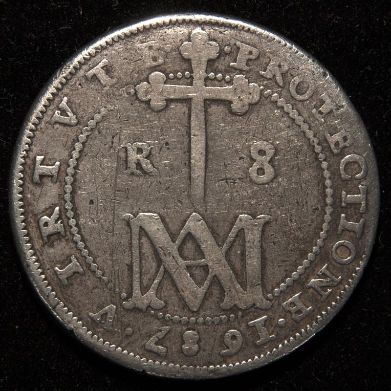 8 reales Carlos II. Segovia 1687. Tipo María. PAS7100