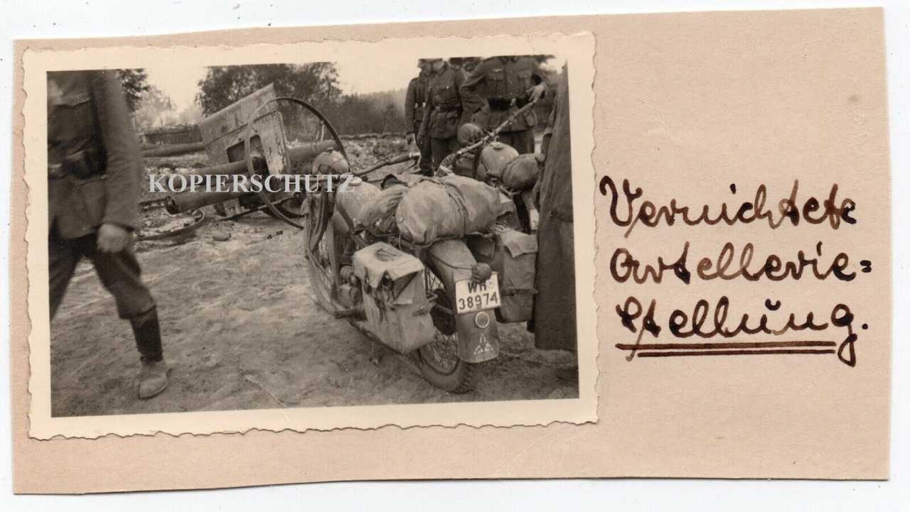 Polen 1939 Panzer Rgt.36 zerst. Stellung geschütz Mörser Kanone SDkfz Krad