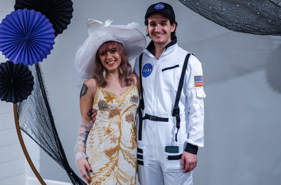 Louis Greubel and his then-fiancée (now wife) at their couples shower