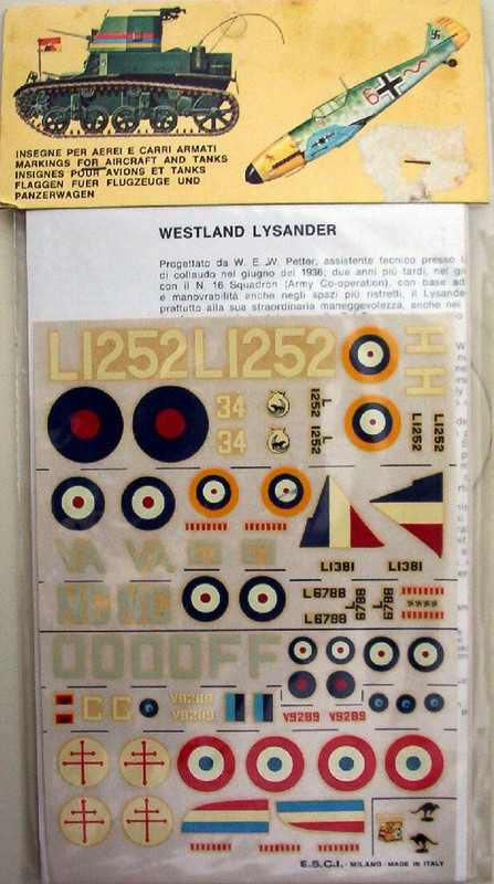 ESIC 72 Lysander Blenheim Decals