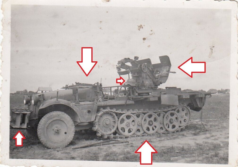 Foto Panzerjäger,Heeres Flak auf Halbkette,Sdkfz 10,Geschütz,SFL,Rußland