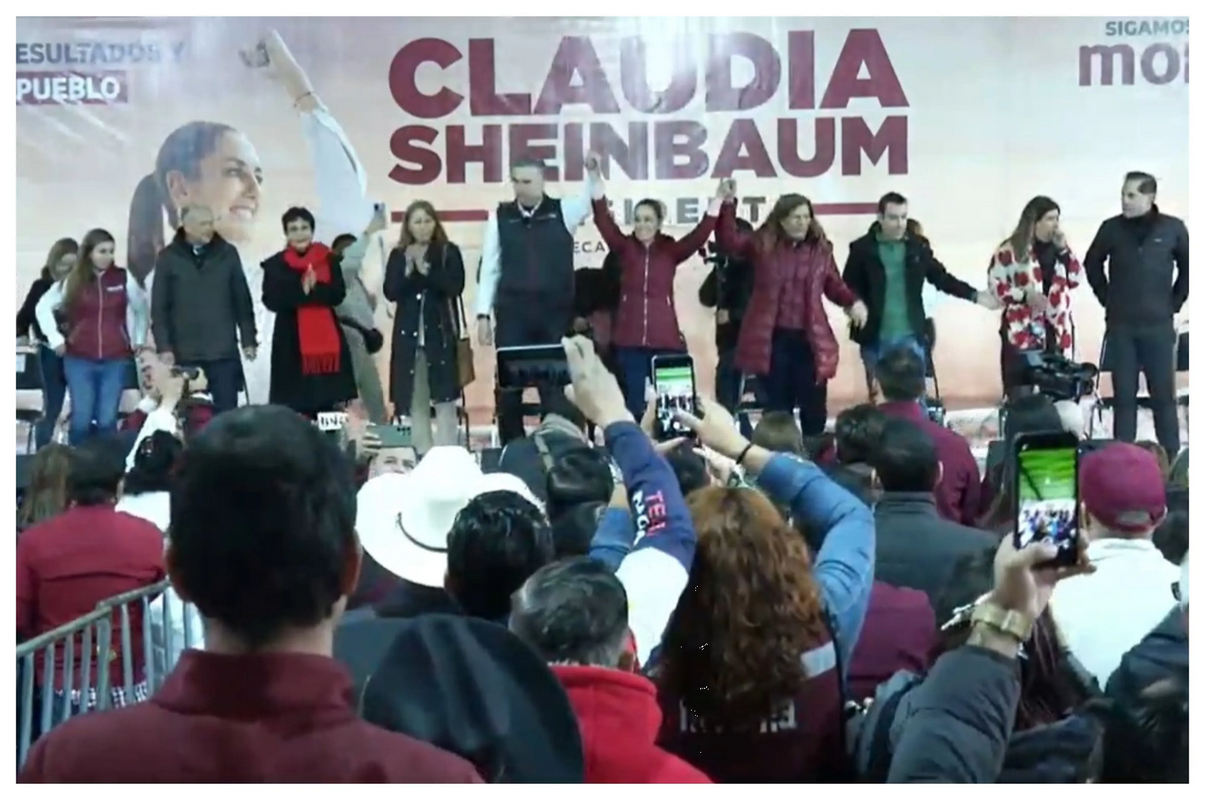 Sheinbaum promete continuidad al plan ferroviario de AMLO en Apodaca, NL