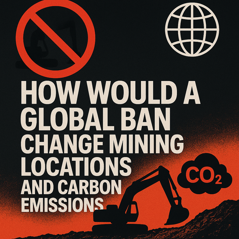 How would a global ban change mining locations and carbon emissions
