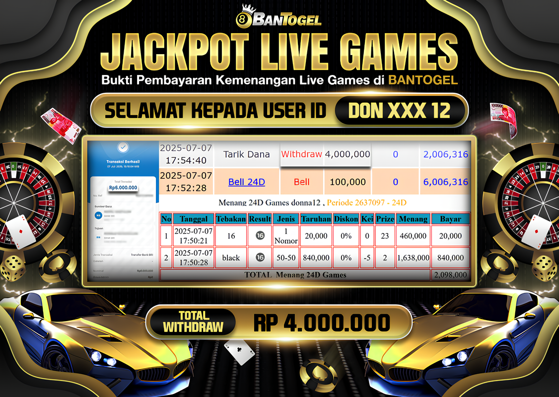 BUKTI JACKPOT LUNAS BANTOGEL