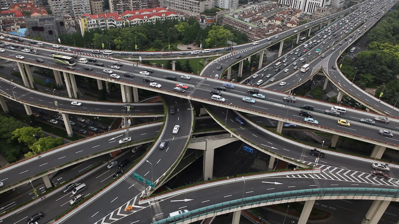 modern-city-aerial-view-crowded-highway-