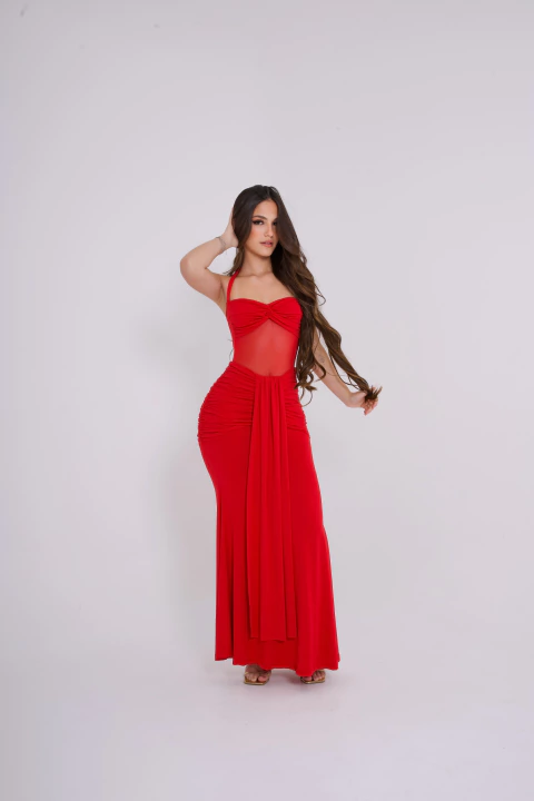 Vestido Kendall Vermelho - Inspiração NATAL