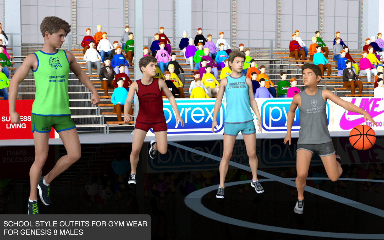 School Sports Outfits for Gym Wear for Genesis 8 Males