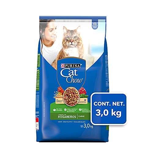 Amazon: Purina Cat Chow Comida para Gato Adulto Hogareños Carne 3Kg 
