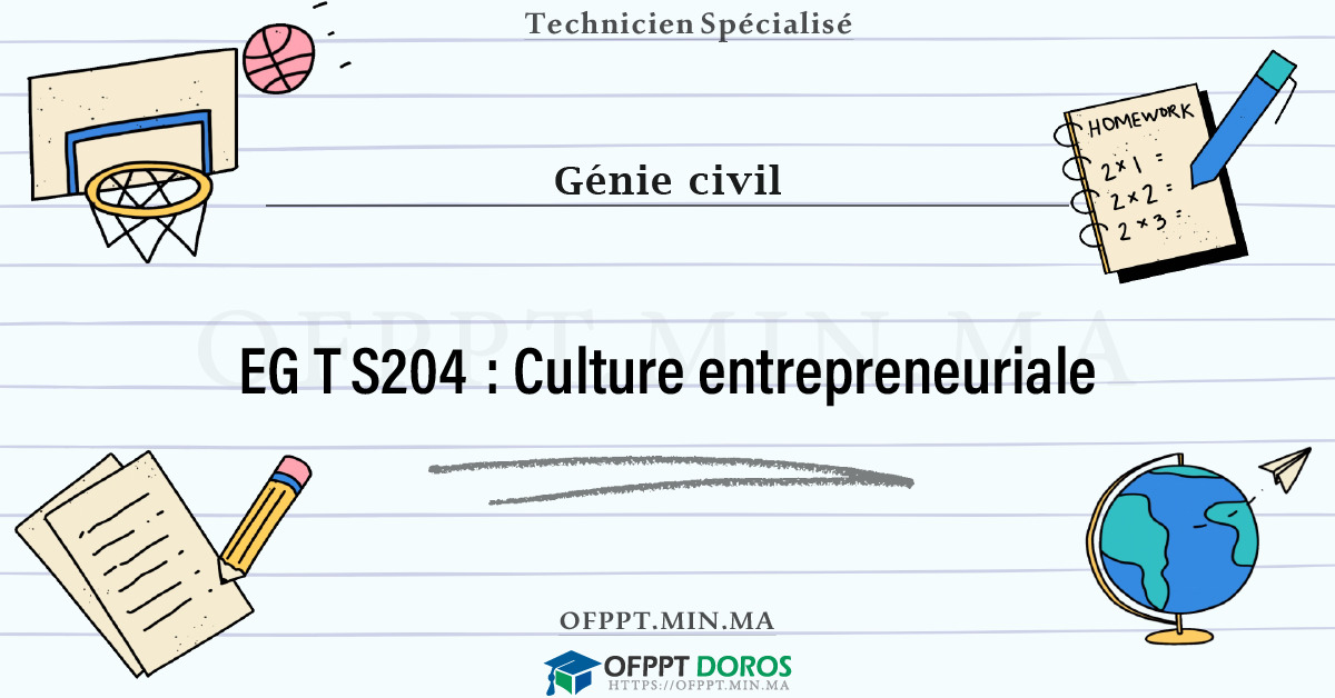 Sommaire détaillé du cours Culture entrepreneuriale EGTS204 OFPPT - Structure du module