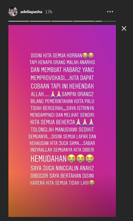 Unggahan Adelia Pasha pada Rabu 3 Oktober 2018