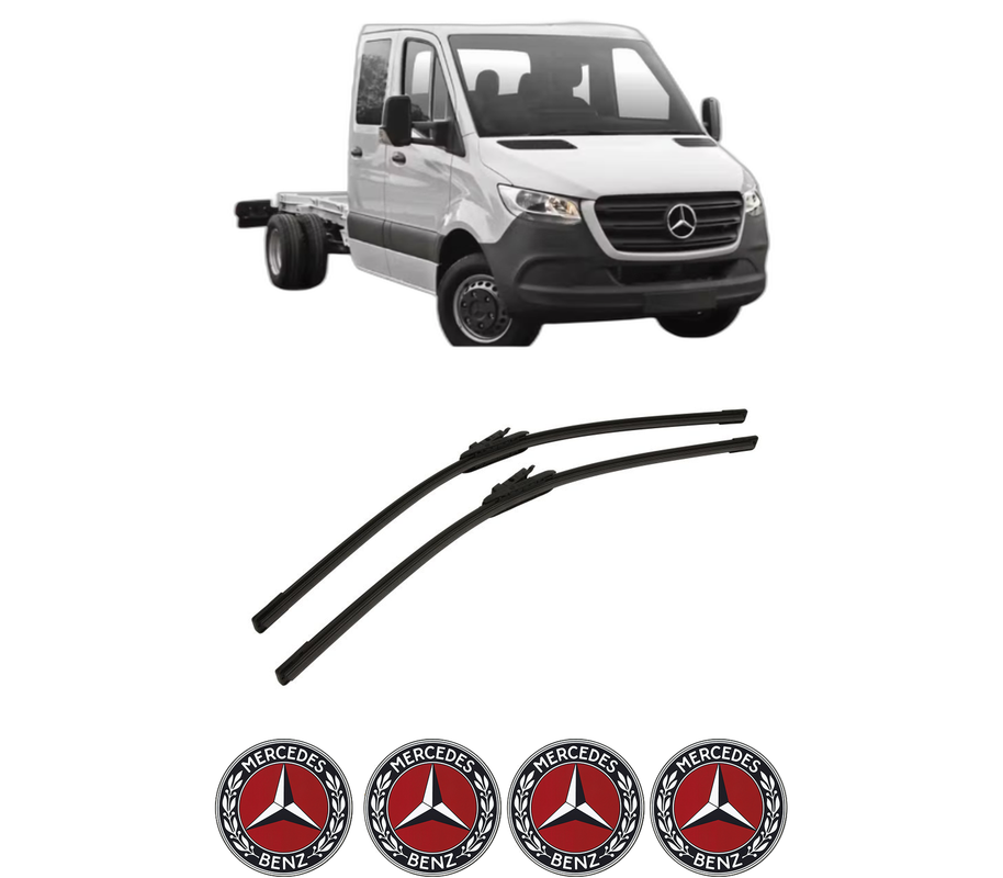 Set stergatoare auto MERCEDES-BENZ SPRINTER 4-t Platform/Chassis (B907, B910) din 2018-2024, pentru parbriz auto, 2 bucati, Bosch Aerotwin, din cauciuc siliconat rezistent, 4 Stickere Auto MERCEDES-BENZ